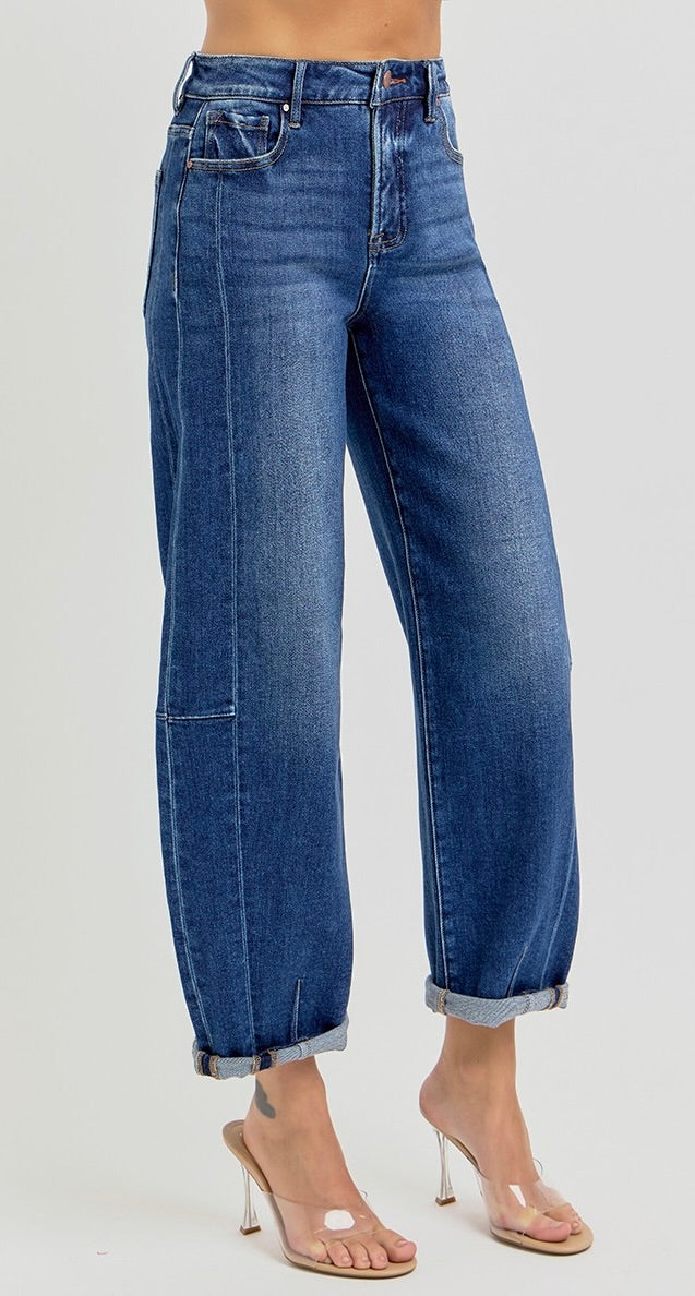 HIGH RISE BARREL JEANS