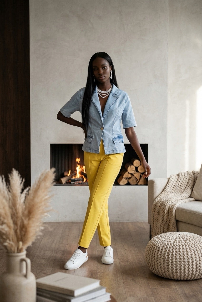 TUCKED FRONT SIDE SLIT PANTS