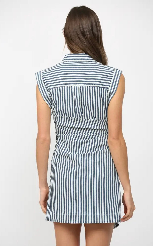 STRIPE ASYMMETRICAL WRAP DRESS