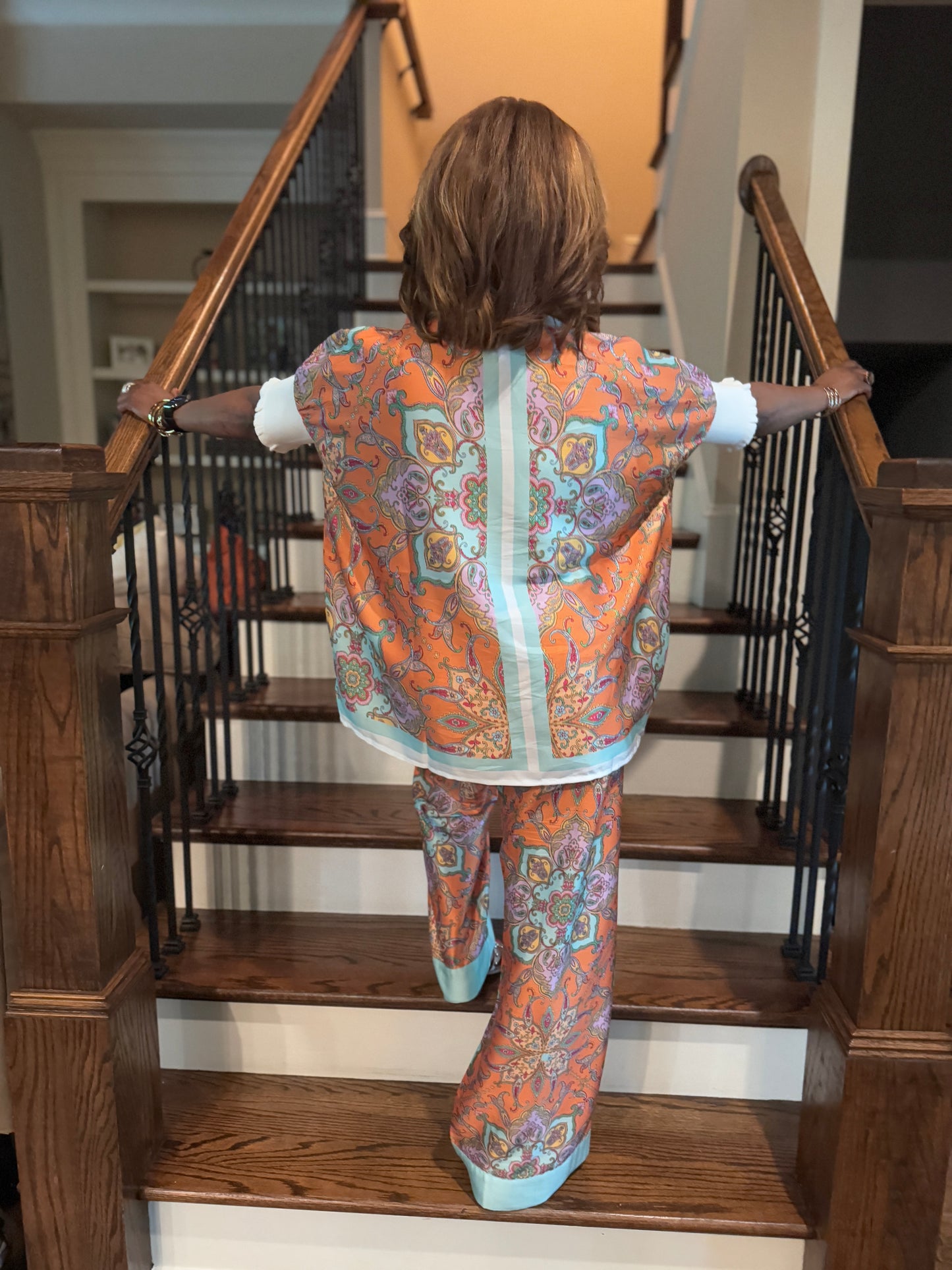 PAISLEY PRINT KNIT CUFF TOP